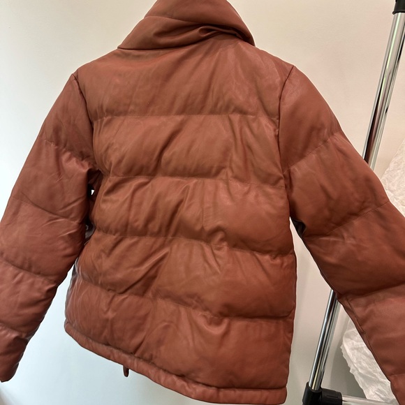 Abercrombie brown, leather puffer jacket - Picture 2 of 6